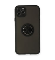 iPhone 11 Pro Kılıf Montreal Yüzüklü Silikon Kapak - Siyah