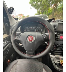 DİKİŞLİ DİREKSİYON KILIFI SİYAH DERİ KIRMIZI DİKİŞLİ FIAT FİORİNO LİNEA İÇİN