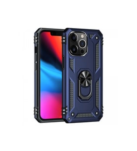 Durukar® iPhone 14 Pro Kılıf Sofya Yüzüklü Silikon Kapak - Lacivert