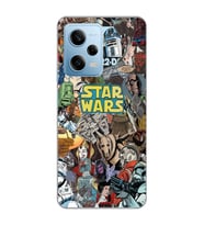 Redmi Note 12 Pro 5G Uyumlu Star Wars Kolaj Tasarımlı Şeffaf Telefon Kılıfı