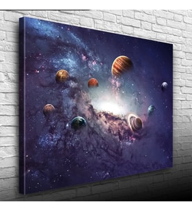 Gezegenler Gri Tonlarda Kanvas Tablo 50 x 70
