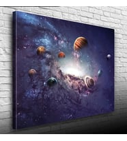 Gezegenler Gri Tonlarda Kanvas Tablo 50 x 70