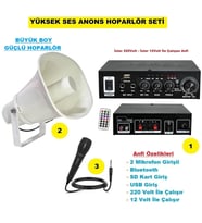 Yüksek Ses Anons Hoparlör Seti (Büyük Boy Hoparlör - Mikrofon - USB - SD Kart Girişli Mobil Amfi)