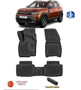 Renault Duster (MHEV) 2024 Sonrası Uyumlu 3D Havuzlu Paspas ASMA KOKU VE NUMARATÖR HEDİYELİ