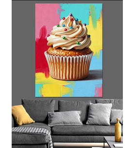 Kremalı Cupcake Tatlı Posteri Dekoratif Kanvas - Mdf Ahşap Tablo