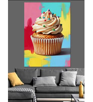 Kremalı Cupcake Tatlı Posteri Dekoratif Kanvas - Mdf Ahşap Tablo