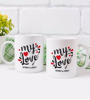 BK Gift Kişiye Özel İsimli Sevgililer Günü Tasarımlı İkili Kupa Bardak-75