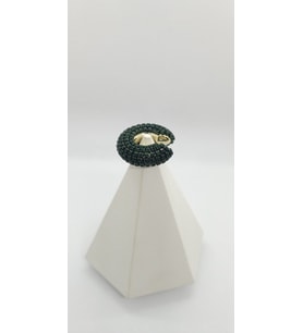 Koyu Yeşil Renk Parlak Taşlı Earcuff