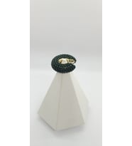Koyu Yeşil Renk Parlak Taşlı Earcuff