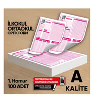 İlkokul-Ortaokul Deneme Sınavları İçin 100 Adet Optik Form