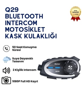 q29 1080P Kameralı Motosiklet Bluetooth Intercom Kask Kulaklığı