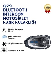 q29 1080P Kameralı Motosiklet Bluetooth Intercom Kask Kulaklığı