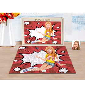 BK Gift Kişiye Özel Kadın Karikatürlü 1000 Parça Profesyonel Puzzle-42