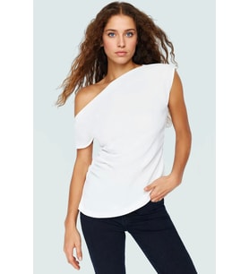 Rahat ve Şık Tek Kol Bluz %100 Polyester Krep Dokuma Günlük Kullanım İçin Mükemmel Uyum (Ekru)