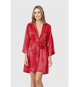 Arias Closet Kırmızı Kısa Saten Sabahlık