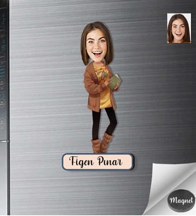 Kişiye Özel Kadın Ahşap Magnet -4