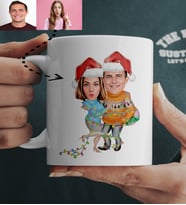 Karikatürlü Sevgili Çift Kişiye Özel Yılbaşı Kupası