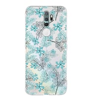 PrintiFy Oppo A9 2020 Uyumlu Kamera Korumalı Floral Su Yeşili Tasarımlı Şeffaf Silikon Kılıf