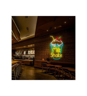 Mılk Shake Yazılı ve Şekilli Neon Tabela