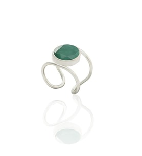 Kadir Jewellery 925 Ayar Gümüş Kaplama Zirkon Taşlı  Kadın Minimal Yüzük (K.Yeşil)