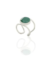 Kadir Jewellery 925 Ayar Gümüş Kaplama Zirkon Taşlı  Kadın Minimal Yüzük (K.Yeşil)