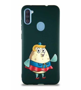 Samsung Galaxy M11 Soft Premier Kapak Bayan Puff Tasarımlı Silikon Kılıf - Yeşil (Şeffaf)
