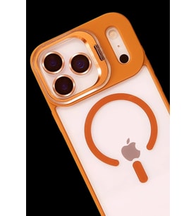 Joko Apple iPhone 17 Pro Max Remim Lensli Magsafe Standlı Kapak - Turuncu