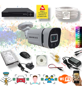 1 Kameralı Set Yapay Zeka Özellikli Gece Renkli 5MP SONY Lens FULLHD Güvenlik Kamerası Seti 604W-104