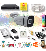 1 Kameralı Set Yapay Zeka Özellikli Gece Renkli 5MP SONY Lens FULLHD Güvenlik Kamerası Seti 604W-104