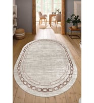 Dijital Baskılı Kaymaz Taban Yıkanabilir Oval Salon Halısı Mutfak Halısı Yolluk NDO-HT-899 (Kahverengi)