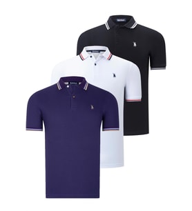ÜÇLÜ SET T8594 DEWBERRY ERKEK T-SHIRT-SİYAH-BEYAZ-MOR (Karışık)