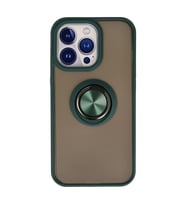 Apple iPhone 15 Pro Kılıf Montreal Yüzüklü Silikon Kapak - Yeşil