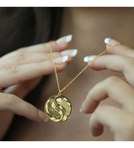 Kişiye Özel Koi Balığı Yin Yang Tasarım Kolye 925K Gümüş (Gold)