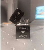 Kişiye Özel İsim Yazılı Siyah Metal Çakmak - Sevgiliye Hediye Lazer Kazıma