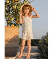 Civil Girls Limon Desenli Şortlu 6-9 Yaş Pijama Takımı - Kırık Beyaz