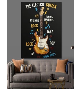 Elektro Gitar Müzik Türleri Dekoratif Kanvas - Mdf Ahşap Tablo