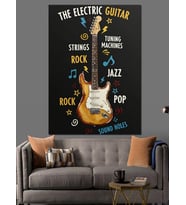 Elektro Gitar Müzik Türleri Dekoratif Kanvas - Mdf Ahşap Tablo