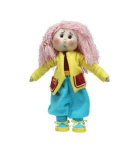e38 EL İŞÇİLİĞİ PEMBE SAÇLI KIZ DEKOR BEBEK 32 CM - 6235