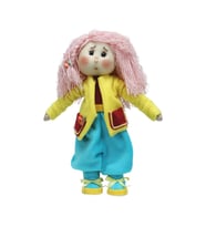 e38 EL İŞÇİLİĞİ PEMBE SAÇLI KIZ DEKOR BEBEK 32 CM - 6235