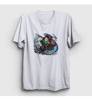 Presmono Unisex Beyaz Water Tanjiro Kamado Anime Demon Slayer Kimetsu No Yaiba T-Shirt 307927tt