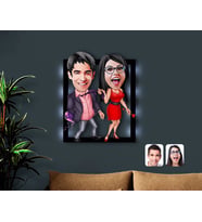 BK Gift Kişiye Özel Sevgililer Karikatürlü 3D Led Işıklı Ahşap Tablo-4