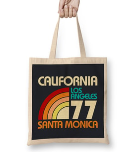 California Los Angeles Santa Monica 70s Bez Çanta Uzun Saplı