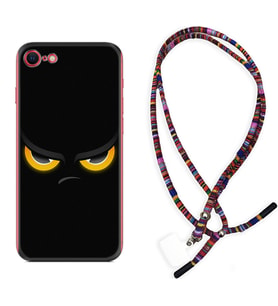 Apple iPhone 5 6 7 8 Plus Se XR Kılıf Boyun Asklı Rasta Silikon Black Eyes 1644
