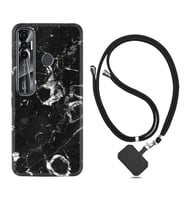 Tecno Spark 6 6 Go 8C 8 Pro 7 7 Pro Kılıf Boyun Askılı Silikon Black Hole Marble 1387