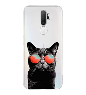 PrintiFy Oppo A9 2020  ile Uyumlu 1mm Slim Fit Kedi 3 050d Baskılı Şeffaf  Kılıf