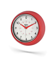 New-Max Premium Serisi Retro Tasarım Metal Kadranlı Bombeli Cam Özellikli 30 cm Ev ve Ofis Saati Kırmızı