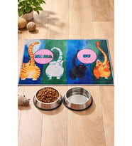 Renkli Kedi Mama Matı, Kedi Servis Altlığı, Su ve Mama Kabı Paspası, Oyun Matı, Mama Paspası