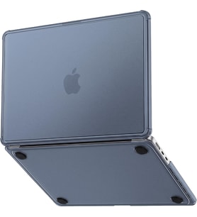 MacBook Air【M5/M4/M3/M2】13.6 inç ile Uyumlu Mat Kılıf Köşe Korumalı ve Şeffaf Çizgi Detaylı Tasarım 2026/2025/2024/2023/2022 A3449 - A3240 - A3113 - A2681 (Mavi Şeffaf)