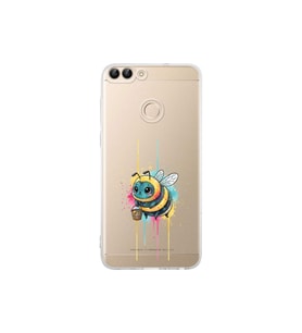 Huawei P Smart ile uyumlu Splash arı tasarımlı şeffaf silikon kılıf