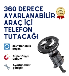 Araç Telefon Tutucu Vakumlu 360 Derece Ayarlanabilir Sabitlenebilir Telefon Aparatı